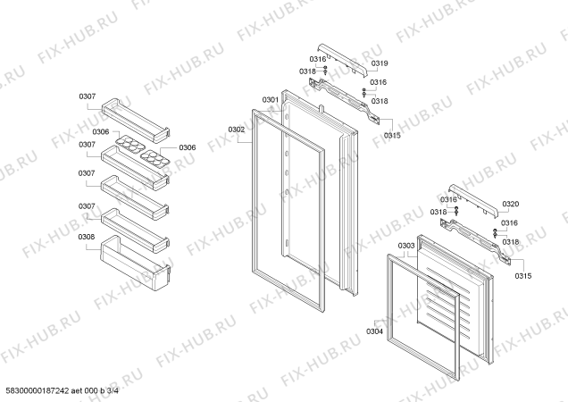 Схема №1 KIN86SMA00 с изображением Панель для холодильной камеры Bosch 00791056