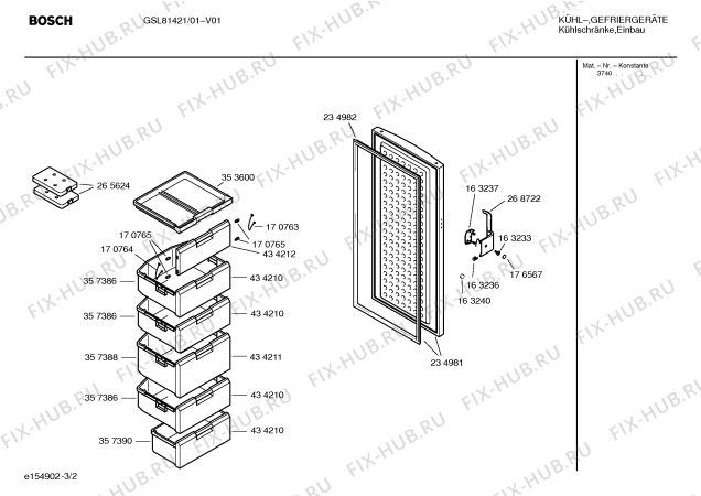Взрыв-схема холодильника Bosch GSL81421 - Схема узла 02