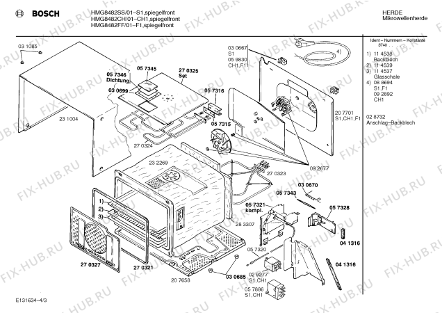 Взрыв-схема микроволновой печи Bosch HMG8482CH - Схема узла 03