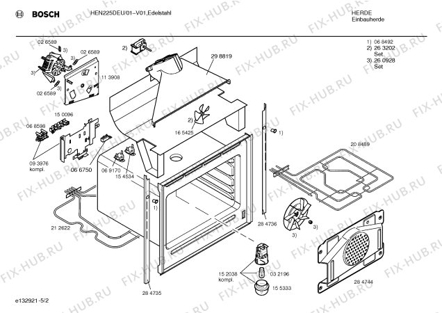 Взрыв-схема плиты (духовки) Bosch HEN225DEU - Схема узла 02