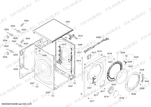 Схема №1 WAK2016DIN, TangleFree с изображением Рама люка для стиральной машины Bosch 11003841