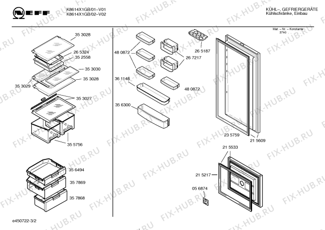 Схема №1 K8614X1GB с изображением Дверь для холодильной камеры Bosch 00215609