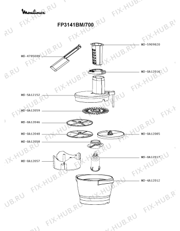 Взрыв-схема кухонного комбайна Moulinex FP3141BM/700 - Схема узла RP003919.5P2