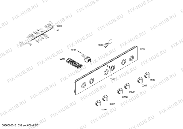 Схема плиты (духовки) Siemens HM594201T - Схема узла 02 Взрыв-схема плиты (духовки) Siemens HM594201T - Схема узла 02