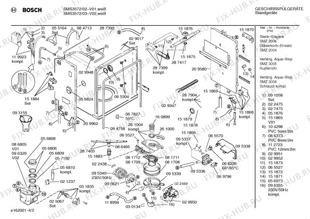 Взрыв-схема посудомоечной машины Bosch SMS3572 - Схема узла 02
