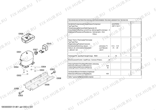 Взрыв-схема холодильника Bosch KGV36V13 - Схема узла 03