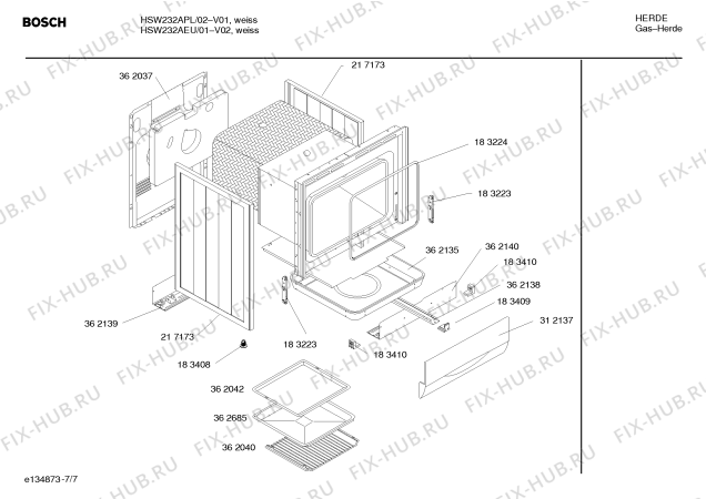 Схема №1 HSW232AEU с изображением Панель управления для плиты (духовки) Bosch 00362158