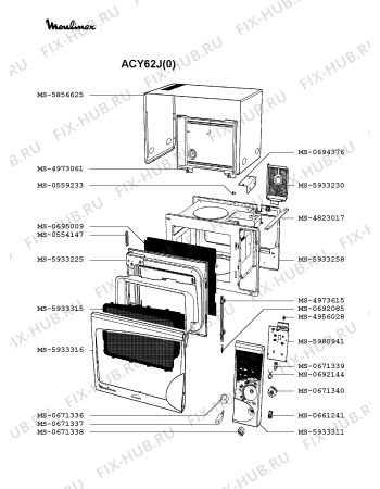 Взрыв-схема микроволновой печи Moulinex ACY62J(0) - Схема узла VP002044.3P3