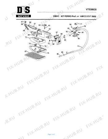 Схема №1 KIT FERRO PROF. PER AMICO с изображением Регулятор для электропарогенератора DELONGHI VT505999