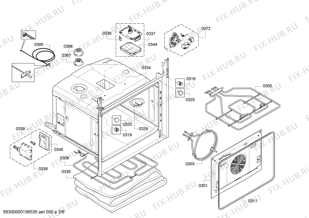 Взрыв-схема плиты (духовки) Bosch HBA78B750B - Схема узла 03