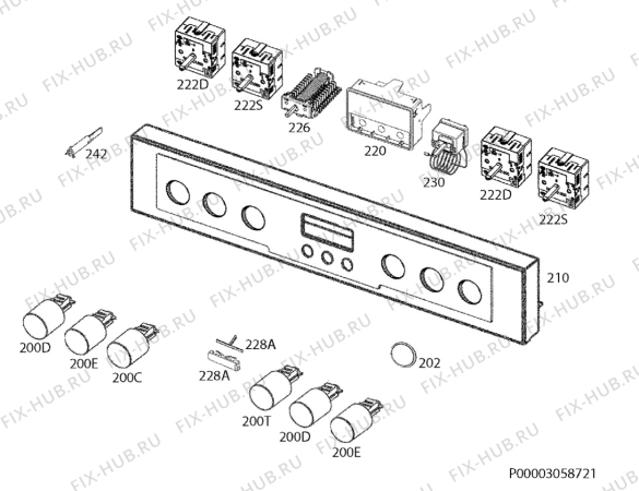 Взрыв-схема плиты (духовки) Electrolux EON5410AAX - Схема узла Command panel 037