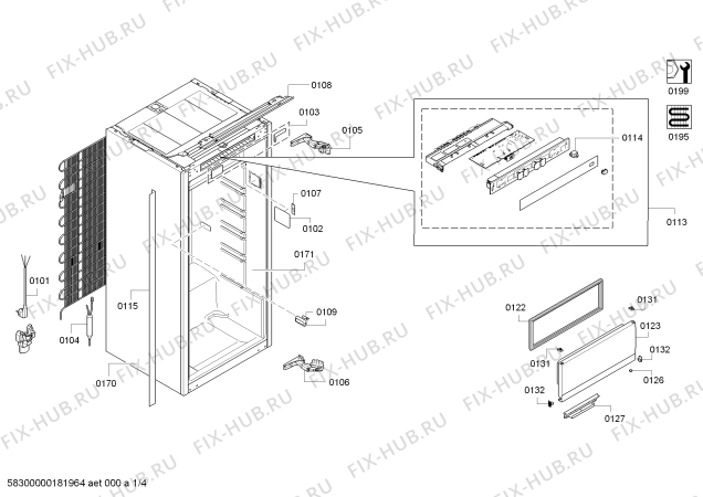 Схема №1 KIL42SMA00 с изображением Модуль управления, запрограммированный для холодильной камеры Bosch 11004083