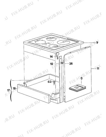 Взрыв-схема плиты (духовки) Electrolux EK6484/1 - Схема узла Housing 001