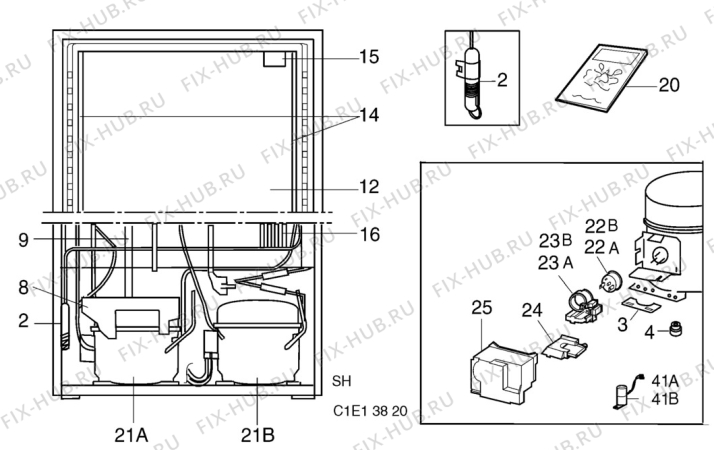 Взрыв-схема холодильника Electrolux ER8303B - Схема узла C10 Cold, users manual