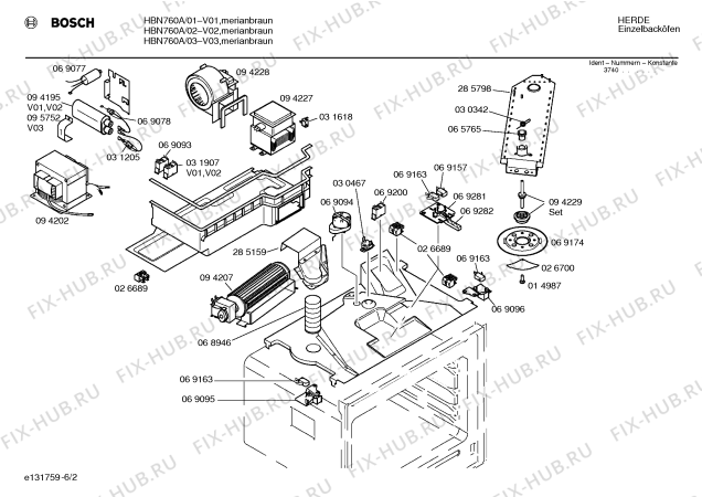 Схема №1 HBN760B с изображением Набор кнопок для плиты (духовки) Bosch 00069138