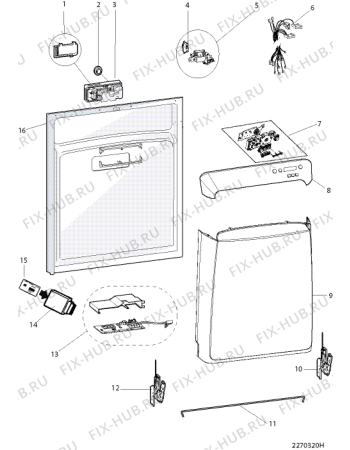 Схема №1 IDP148MD (F079045) с изображением Панель управления для посудомойки Indesit C00295615