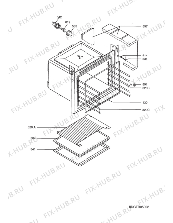 Взрыв-схема плиты (духовки) Aeg Electrolux 61016VI-WN 66L - Схема узла Oven