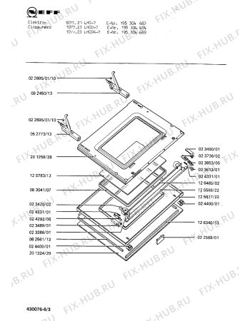 Взрыв-схема плиты (духовки) Neff 195304689 1077.23LHCDA-7 - Схема узла 03