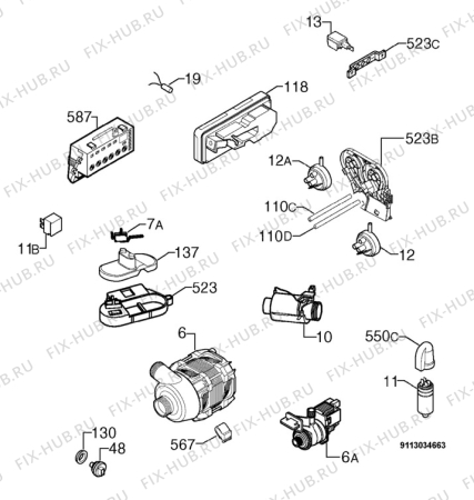 Взрыв-схема посудомоечной машины Faure LVI765N - Схема узла Electrical equipment 268