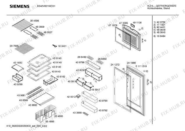 Взрыв-схема холодильника Siemens KS42V621NE - Схема узла 02