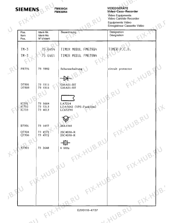 Схема №2 FM639Q4 с изображением Инструкция по эксплуатации для видеотехники Siemens 00530629