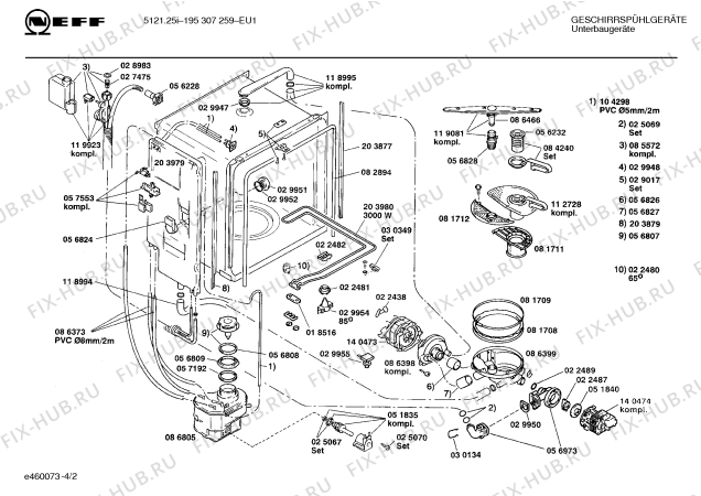 Взрыв-схема посудомоечной машины Neff 195307259 5121.25I - Схема узла 02