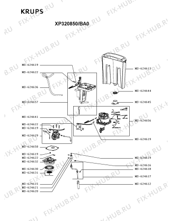 Схема №1 XP320850/BA0 с изображением Панель для электрокофеварки Krups MS-624659