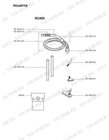 Взрыв-схема пылесоса Rowenta RO455 - Схема узла 8P002506.4P2