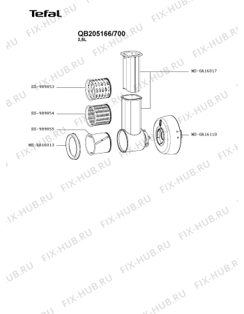 Взрыв-схема кухонного комбайна Tefal QB205166/700 - Схема узла 5P004583.3P4
