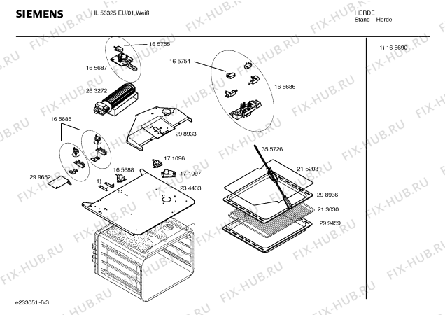 Схема №1 HL56325EU с изображением Инструкция по эксплуатации для плиты (духовки) Siemens 00523737