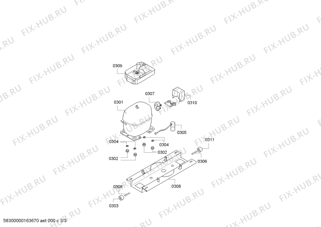Взрыв-схема холодильника Bosch KGE36AI20R A+ - Схема узла 03