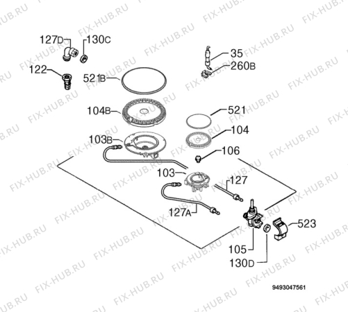 Взрыв-схема плиты (духовки) Electrolux EHG30200X - Схема узла Functional parts 267