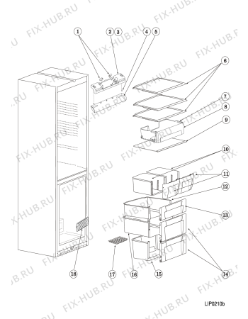 Взрыв-схема холодильника Indesit NBA18FNF (F075415) - Схема узла