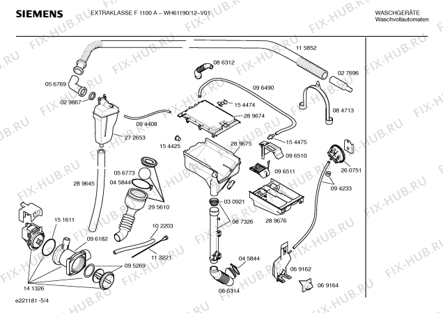 Схема №1 WH61190 EXTRAKLASSE F1100A с изображением Вкладыш в панель для стиральной машины Siemens 00260877