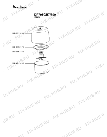 Взрыв-схема блендера (миксера) Moulinex DP705GB7/700 - Схема узла 1P003898.9P4