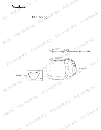 Взрыв-схема кофеварки (кофемашины) Moulinex BCC27E(0) - Схема узла 4P001465.6P2