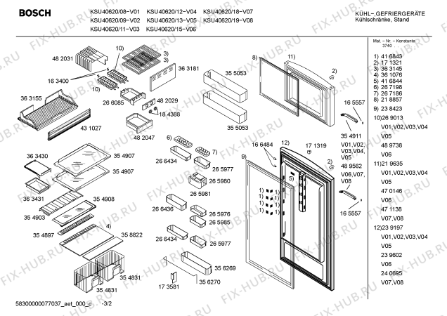 Схема №1 KSU40620FF с изображением Дверь для холодильника Bosch 00239602