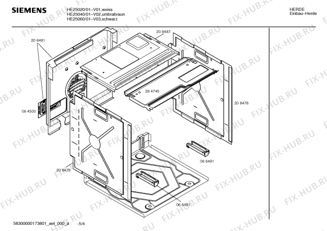 Взрыв-схема плиты (духовки) Siemens HE25020 - Схема узла 04