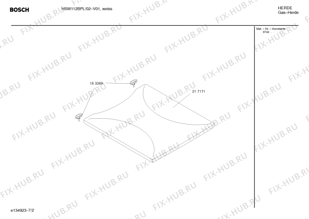 Схема №1 HSW112ABY Bosch с изображением Инструкция по установке и эксплуатации для духового шкафа Bosch 00585700