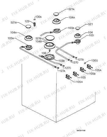 Взрыв-схема плиты (духовки) Rex Electrolux RB650E - Схема узла Functional parts 267