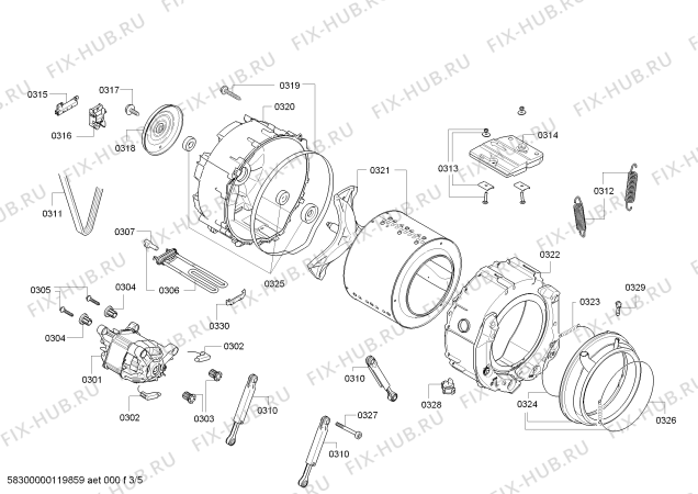 Схема с размерами 1 для стиральной машины Bosch WLT24465OE