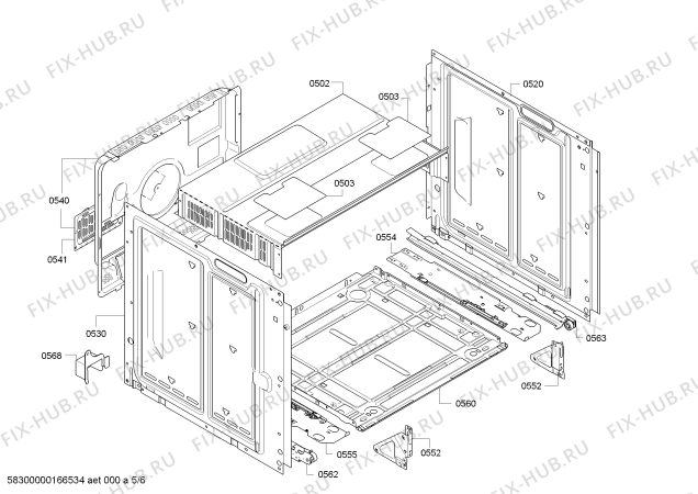 Взрыв-схема плиты (духовки) Siemens HE23BD511 - Схема узла 05