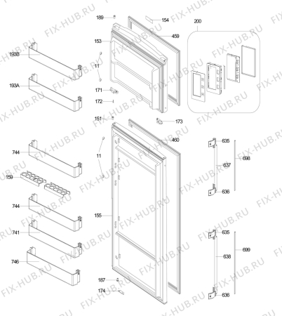 Взрыв-схема холодильника Zanussi ZRT59220SA - Схема узла Door 003