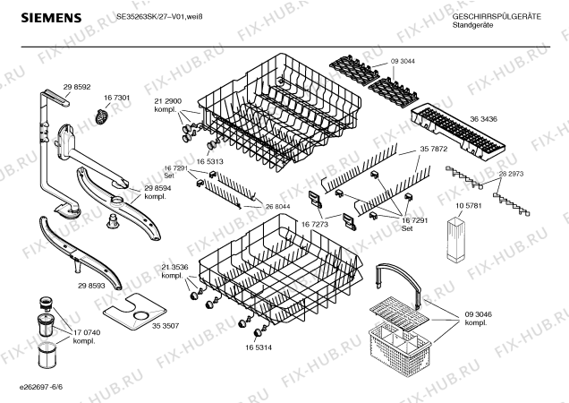 Взрыв-схема посудомоечной машины Siemens SE35263SK - Схема узла 06