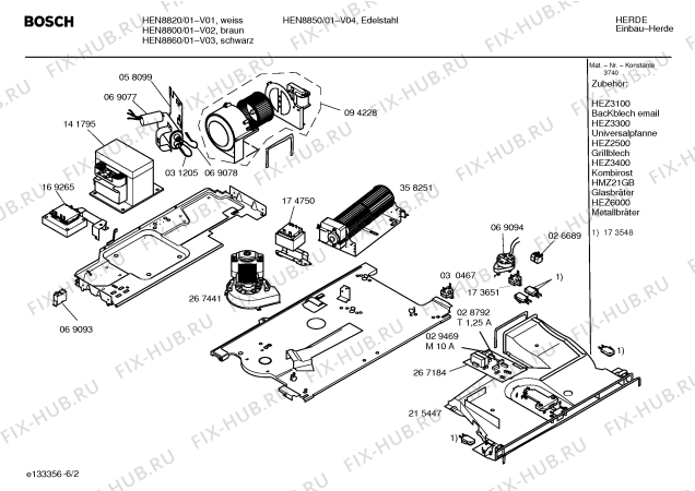 Взрыв-схема плиты (духовки) Bosch HEN8820 - Схема узла 02