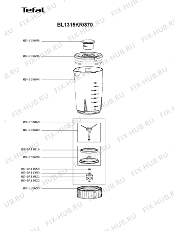 Взрыв-схема блендера (миксера) Tefal BL1315KR/870 - Схема узла 2P005537.0P2