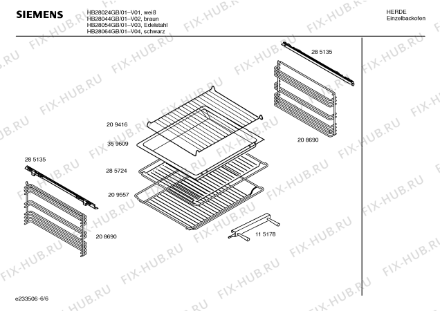 Взрыв-схема плиты (духовки) Siemens HB28054GB - Схема узла 06