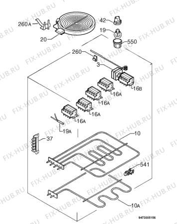 Взрыв-схема плиты (духовки) Privileg 197.240 5/8709 - Схема узла Electrical equipment 268