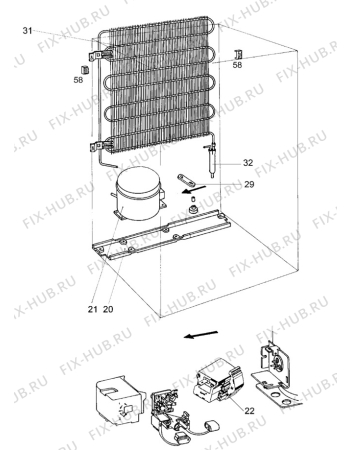 Взрыв-схема холодильника Castor CFA24S - Схема узла Cooling system 017