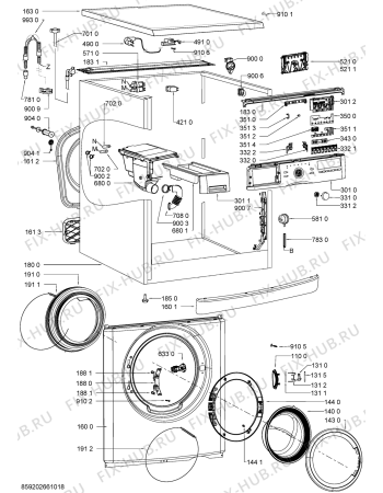 Схема №1 WA PLUS 624 BW с изображением Модуль (плата) для стиральной машины Whirlpool 481010502997